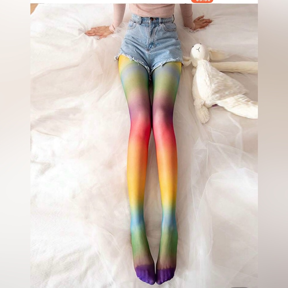 NIP Vibrant ombre colorful tights. One size. 🩷🧡💜💚💚 - Picture 2 of 5